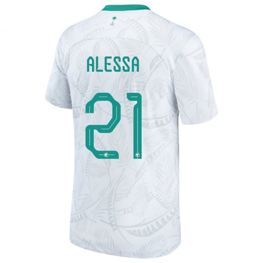 Børn Saudi-arabiens Mohammed Alessa #21 Hvid Hjemmebane Spillertrøjer 22-24 Trøje T-shirt