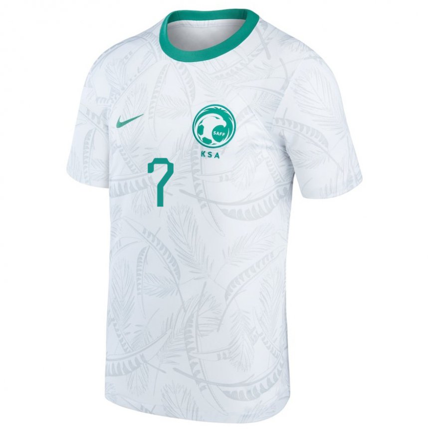 Børn Saudi-arabiens Nawaf Almutairi #7 Hvid Hjemmebane Spillertrøjer 22-24 Trøje T-shirt