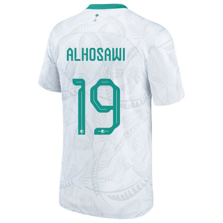 Børn Saudi-arabiens Zakrei Alhosawi #19 Hvid Hjemmebane Spillertrøjer 22-24 Trøje T-shirt