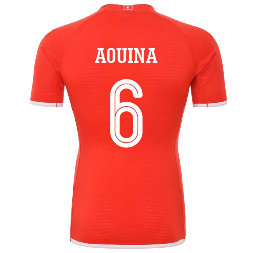 Børn Tunesiens Rania Aouina #6 Rød Hjemmebane Spillertrøjer 22-24 Trøje T-shirt
