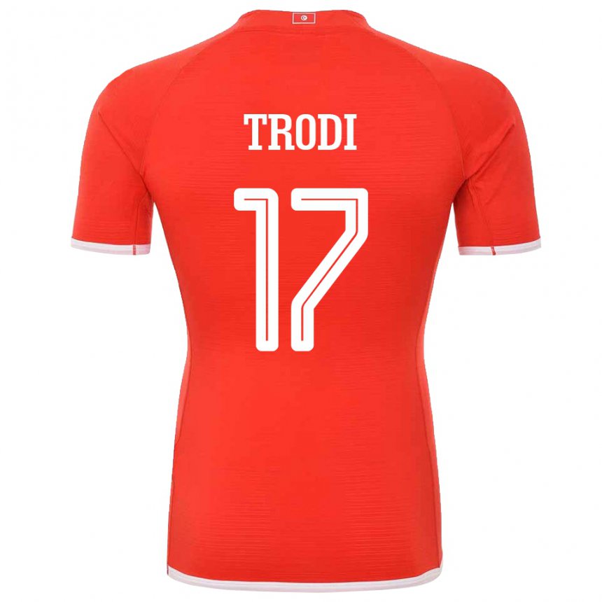 Børn Tunesiens Imen Trodi #17 Rød Hjemmebane Spillertrøjer 22-24 Trøje T-shirt