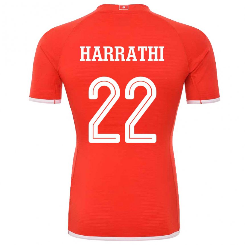 Børn Tunesiens Najla Harrathi #22 Rød Hjemmebane Spillertrøjer 22-24 Trøje T-shirt