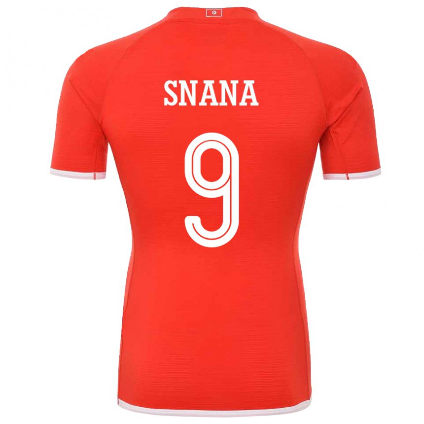 Børn Tunesiens Youssef Snana #9 Rød Hjemmebane Spillertrøjer 22-24 Trøje T-shirt