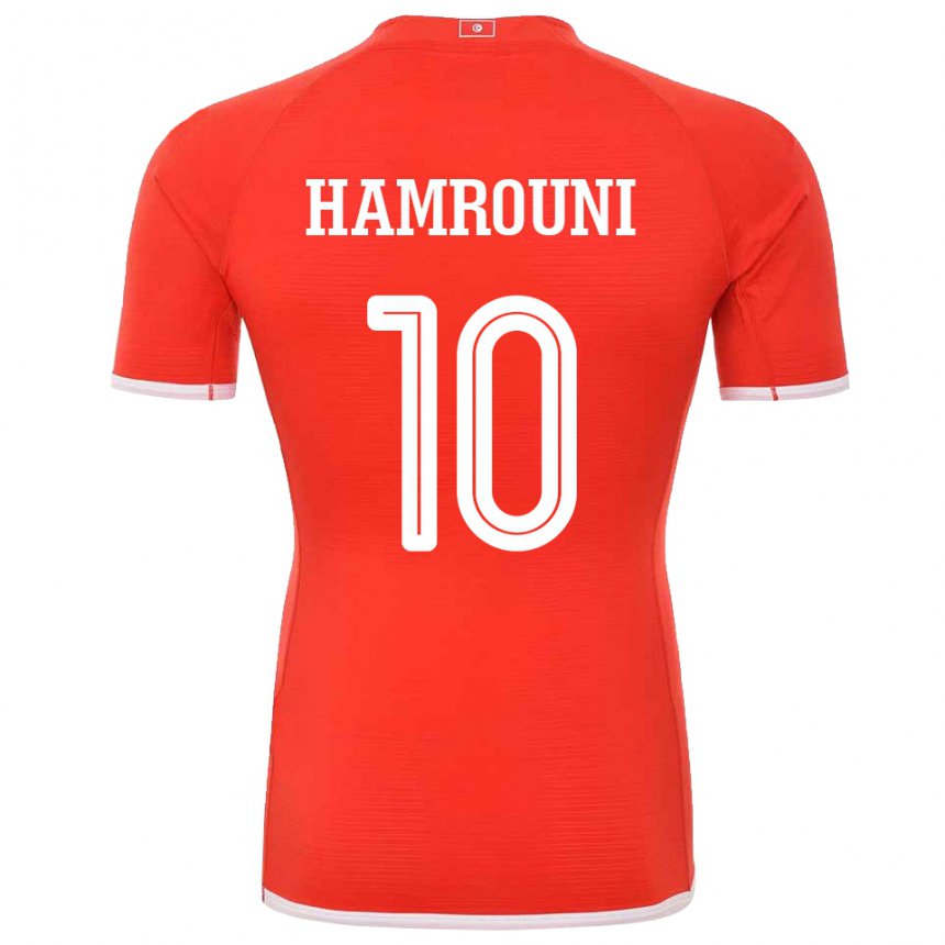 Børn Tunesiens Rayen Hamrouni #10 Rød Hjemmebane Spillertrøjer 22-24 Trøje T-shirt