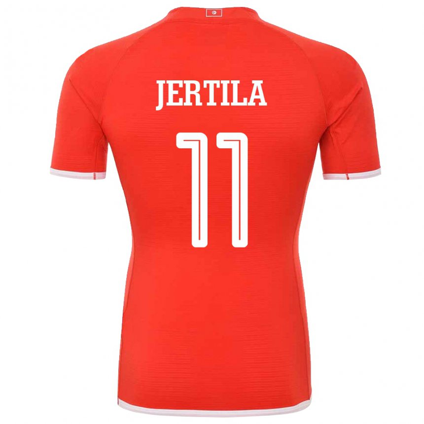 Børn Tunesiens Hedi Jertila #11 Rød Hjemmebane Spillertrøjer 22-24 Trøje T-shirt