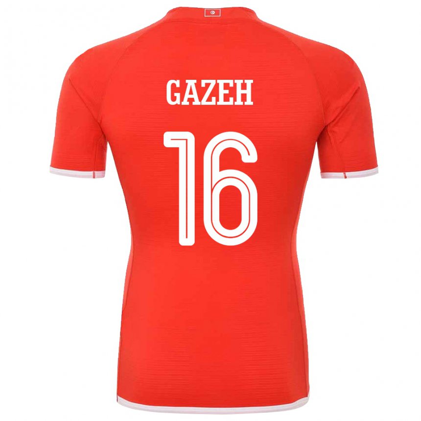 Børn Tunesiens Raed Gazeh #16 Rød Hjemmebane Spillertrøjer 22-24 Trøje T-shirt