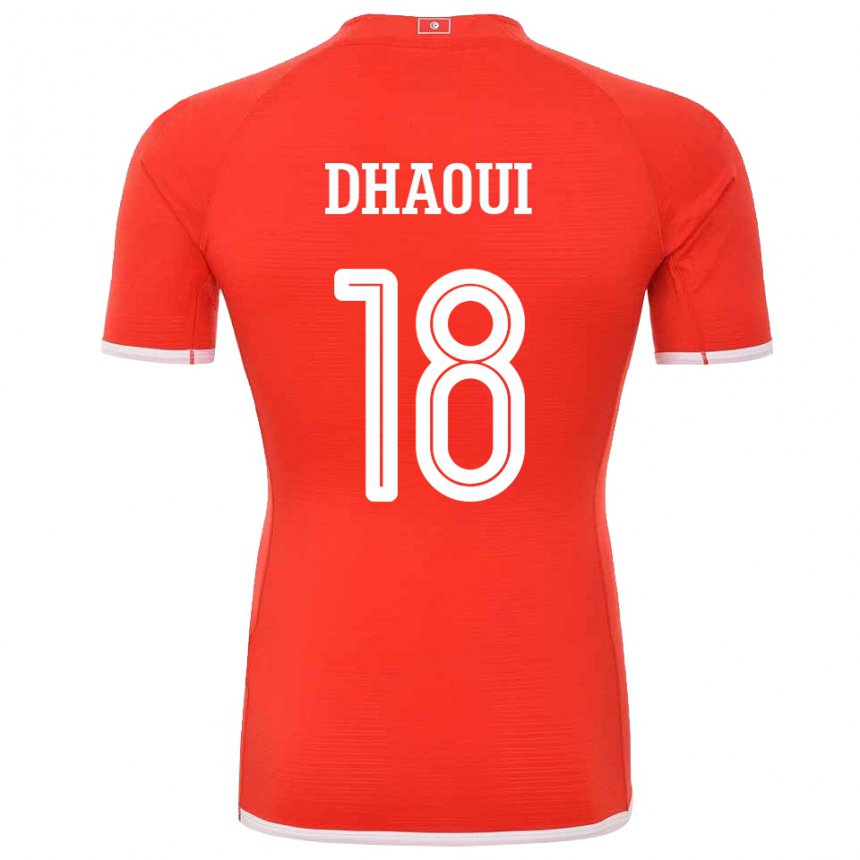 Børn Tunesiens Mouhamed Dhaoui #18 Rød Hjemmebane Spillertrøjer 22-24 Trøje T-shirt