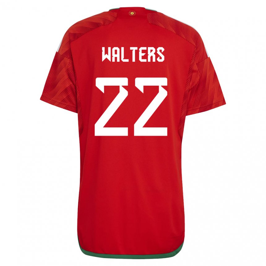 Børn Wales Georgia Walters #22 Rød Hjemmebane Spillertrøjer 22-24 Trøje T-shirt
