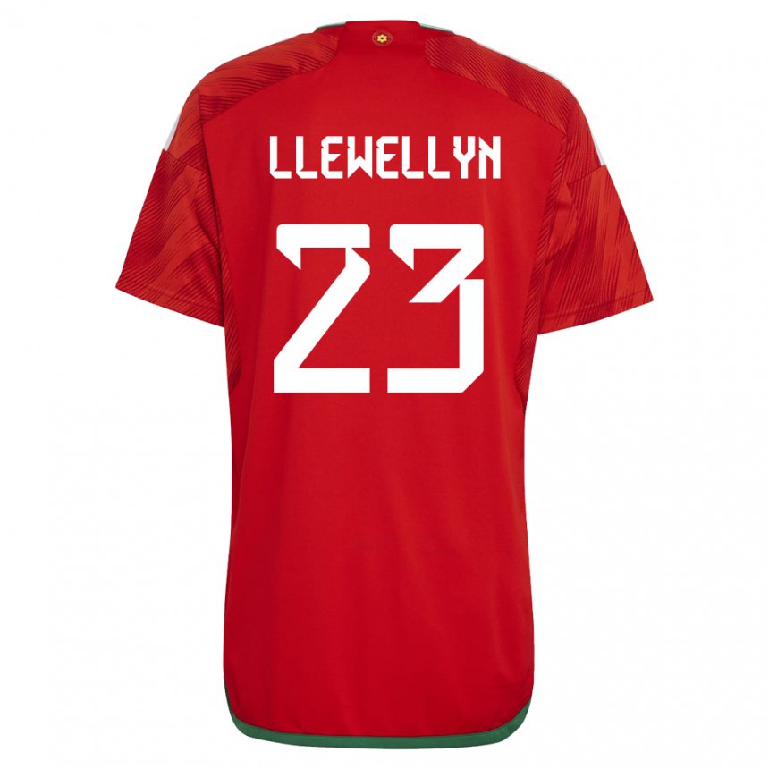 Børn Wales Ffion Llewellyn #23 Rød Hjemmebane Spillertrøjer 22-24 Trøje T-shirt