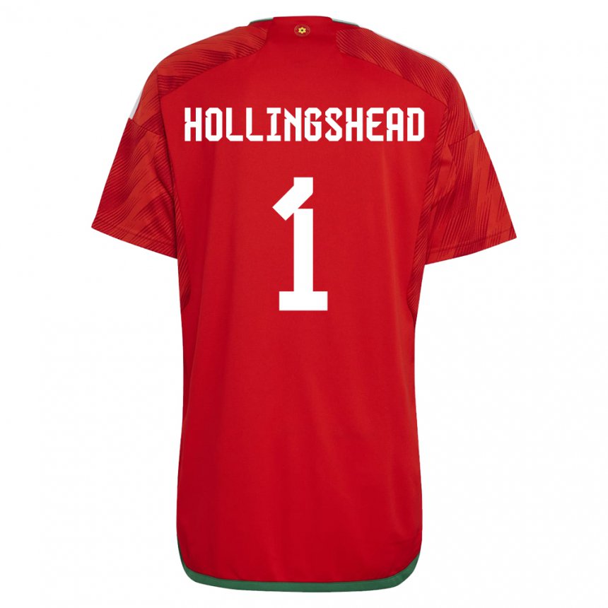 Børn Wales Ronnie Hollingshead #1 Rød Hjemmebane Spillertrøjer 22-24 Trøje T-shirt