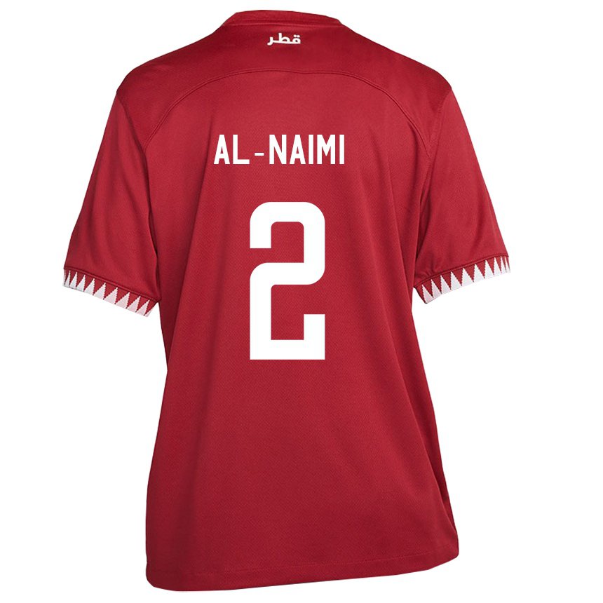 Børn Qatars Amna Al Naimi #2 Rødbrun Hjemmebane Spillertrøjer 22-24 Trøje T-shirt