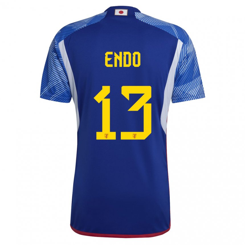 Børn Japans Jun Endo #13 Kongeblå Hjemmebane Spillertrøjer 22-24 Trøje T-shirt