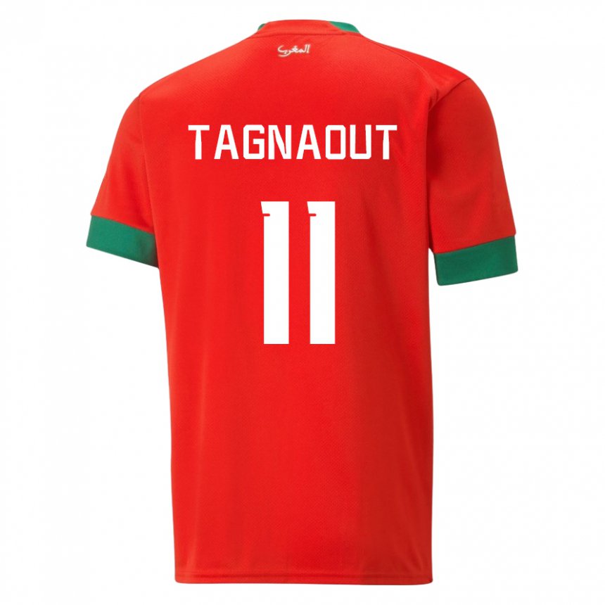 Børn Marokkos Fatima Tagnaout #11 Rød Hjemmebane Spillertrøjer 22-24 Trøje T-shirt