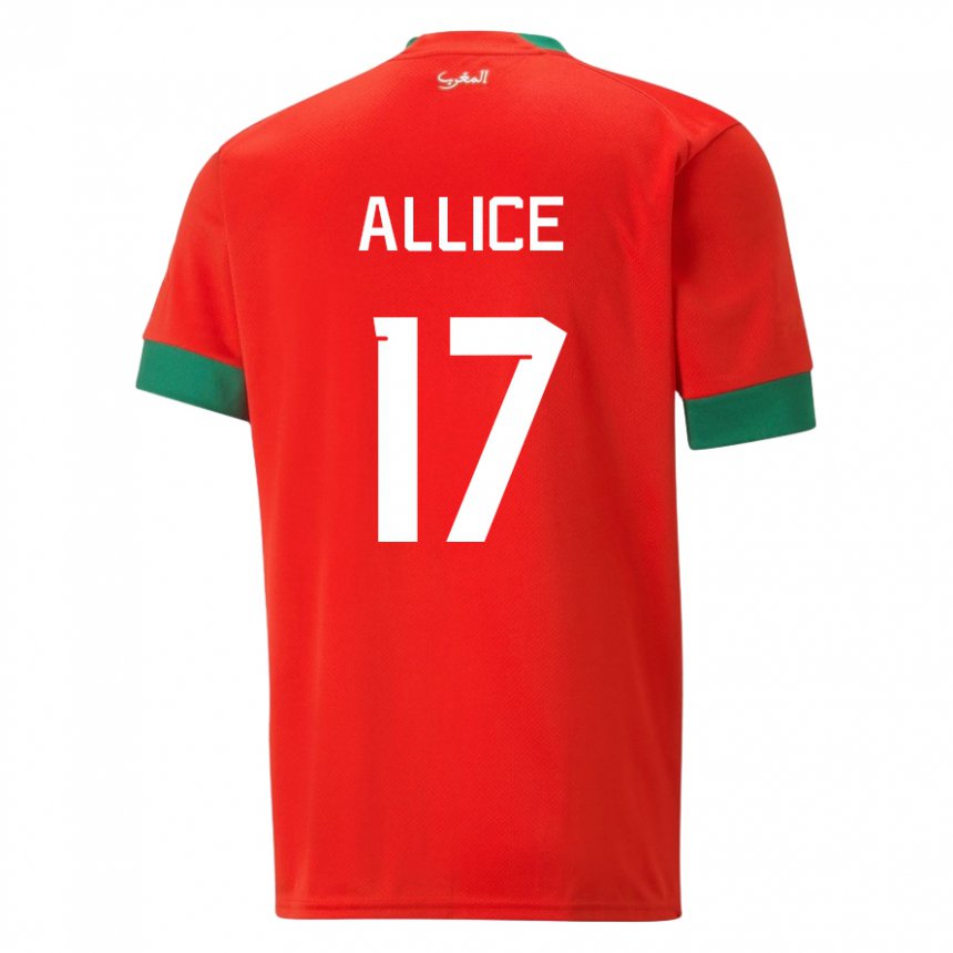 Børn Marokkos Eva Allice #17 Rød Hjemmebane Spillertrøjer 22-24 Trøje T-shirt