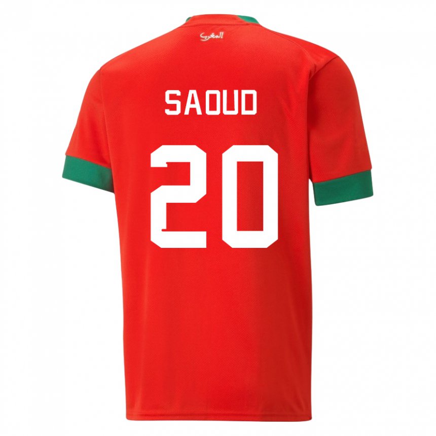 Børn Marokkos Imane Saoud #20 Rød Hjemmebane Spillertrøjer 22-24 Trøje T-shirt