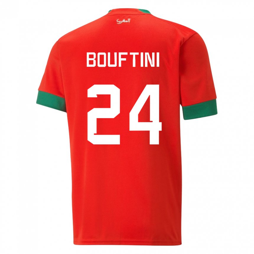 Børn Marokkos Sofia Bouftini #24 Rød Hjemmebane Spillertrøjer 22-24 Trøje T-shirt