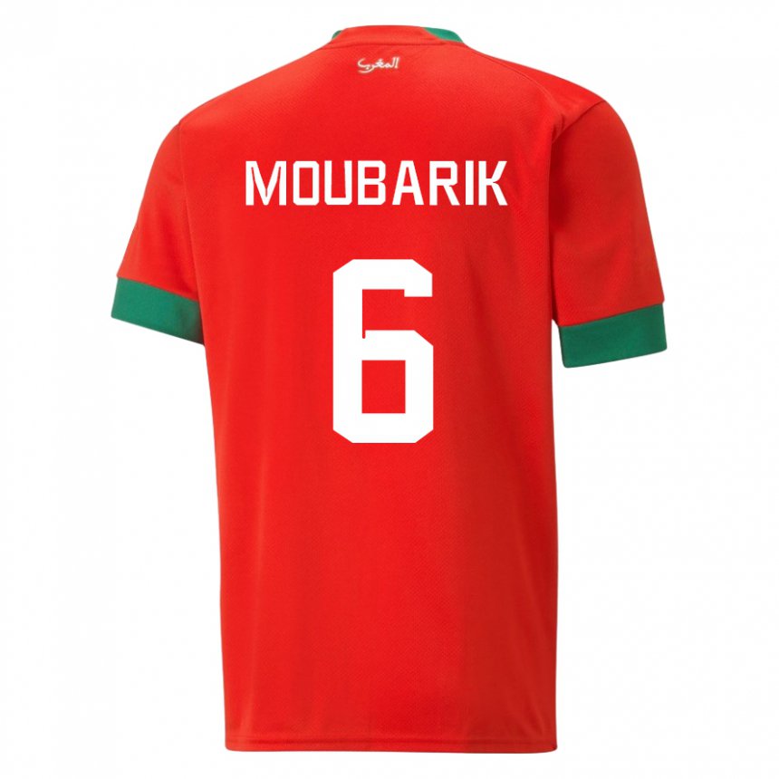 Børn Marokkos El Mehdi Moubarik #6 Rød Hjemmebane Spillertrøjer 22-24 Trøje T-shirt