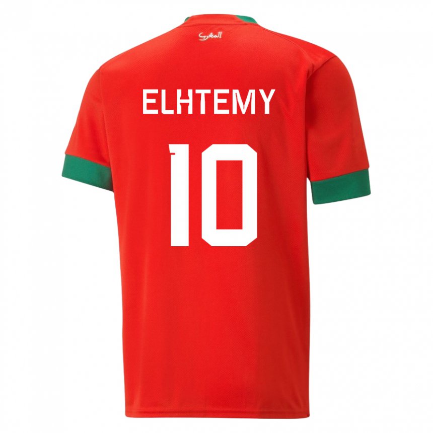 Børn Marokkos Mountassir Elhtemy #10 Rød Hjemmebane Spillertrøjer 22-24 Trøje T-shirt