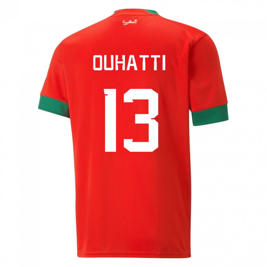 Børn Marokkos Aymane Ouhatti #13 Rød Hjemmebane Spillertrøjer 22-24 Trøje T-shirt