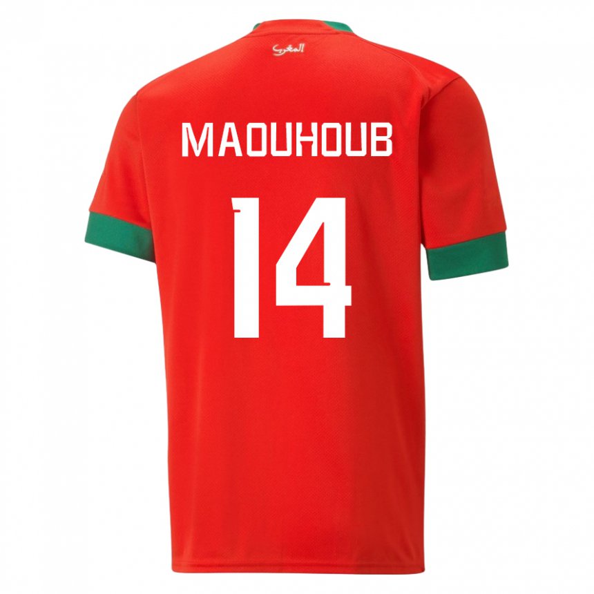 Børn Marokkos El Mehdi Maouhoub #14 Rød Hjemmebane Spillertrøjer 22-24 Trøje T-shirt