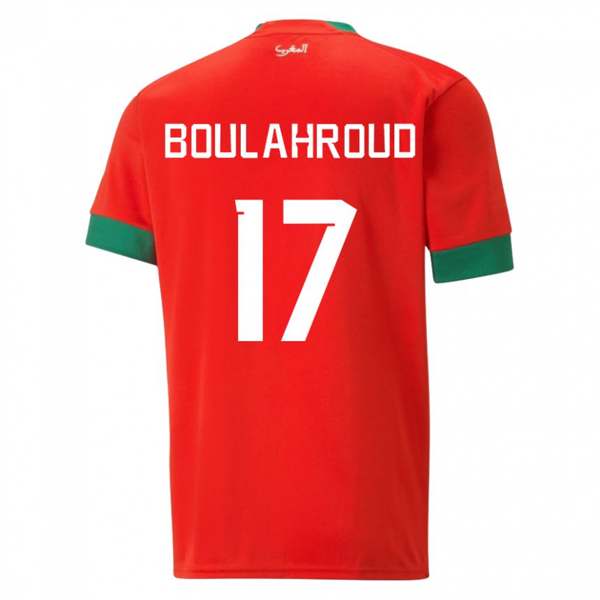 Børn Marokkos Charaf Eddine Boulahroud #17 Rød Hjemmebane Spillertrøjer 22-24 Trøje T-shirt