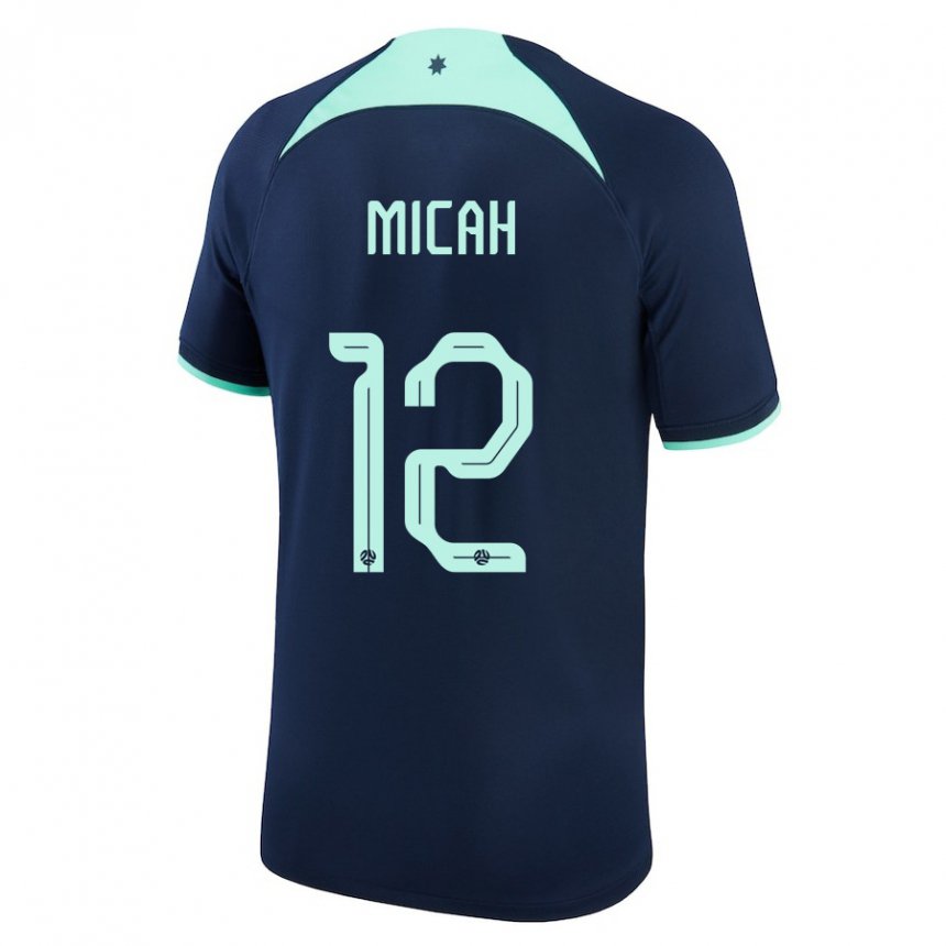 Børn Australiens Teagan Micah #12 Mørkeblå Udebane Spillertrøjer 22-24 Trøje T-shirt