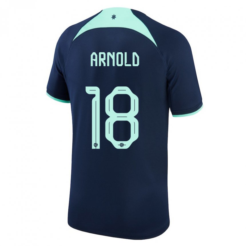 Børn Australiens Mackenzie Arnold #18 Mørkeblå Udebane Spillertrøjer 22-24 Trøje T-shirt