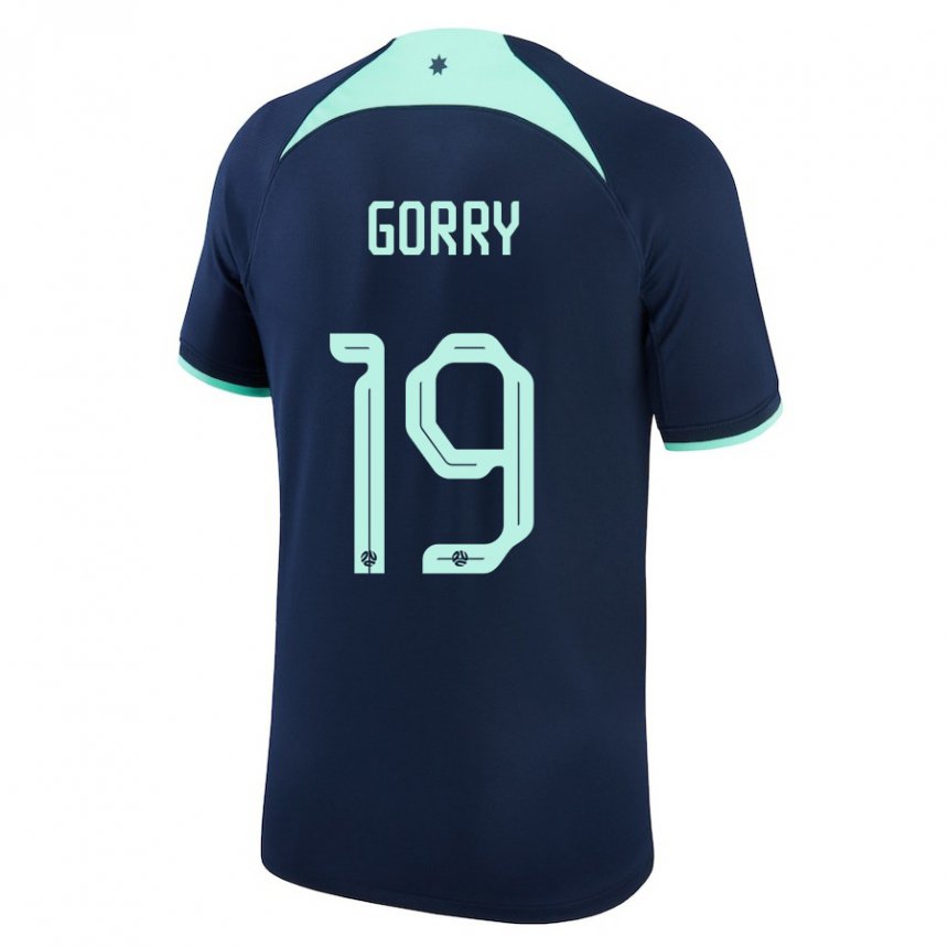 Børn Australiens Katrina Gorry #19 Mørkeblå Udebane Spillertrøjer 22-24 Trøje T-shirt