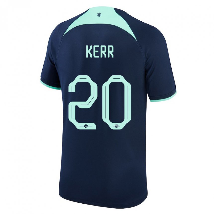 Børn Australiens Sam Kerr #20 Mørkeblå Udebane Spillertrøjer 22-24 Trøje T-shirt