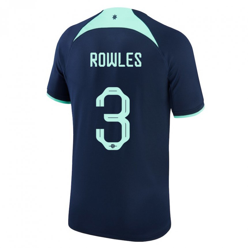 Børn Australiens Kye Rowles #3 Mørkeblå Udebane Spillertrøjer 22-24 Trøje T-shirt