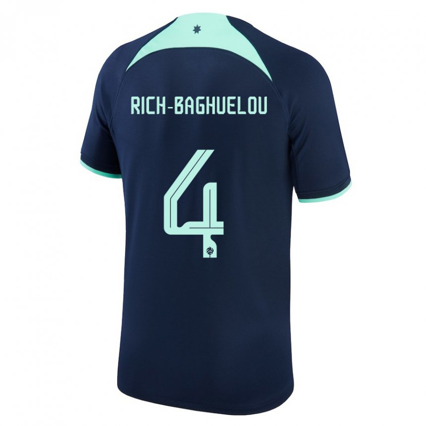 Børn Australiens Jay Rich Baghuelou #4 Mørkeblå Udebane Spillertrøjer 22-24 Trøje T-shirt
