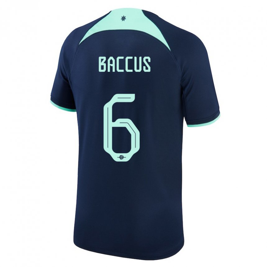 Børn Australiens Keanu Baccus #6 Mørkeblå Udebane Spillertrøjer 22-24 Trøje T-shirt
