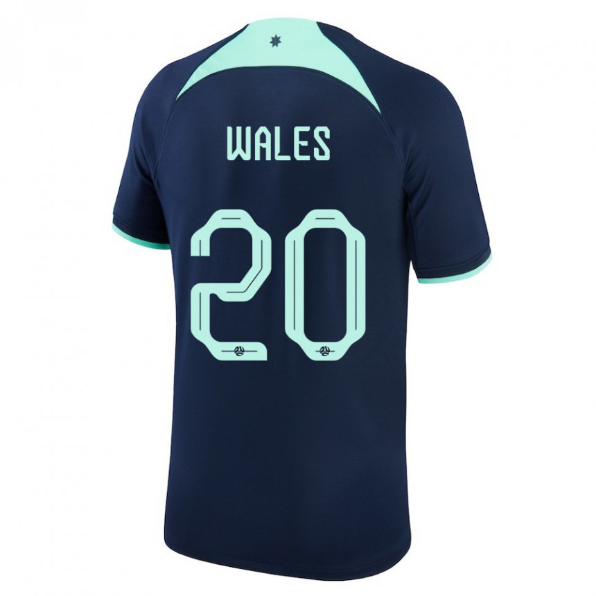 Børn Australiens Lachlan Wales #20 Mørkeblå Udebane Spillertrøjer 22-24 Trøje T-shirt