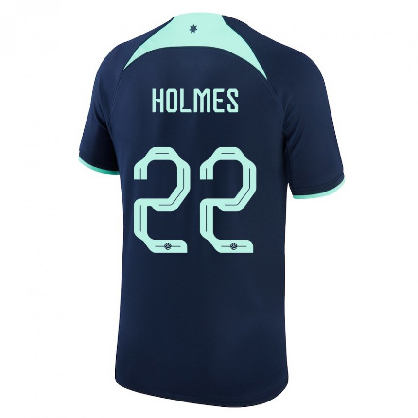 Børn Australiens Jordan Holmes #22 Mørkeblå Udebane Spillertrøjer 22-24 Trøje T-shirt