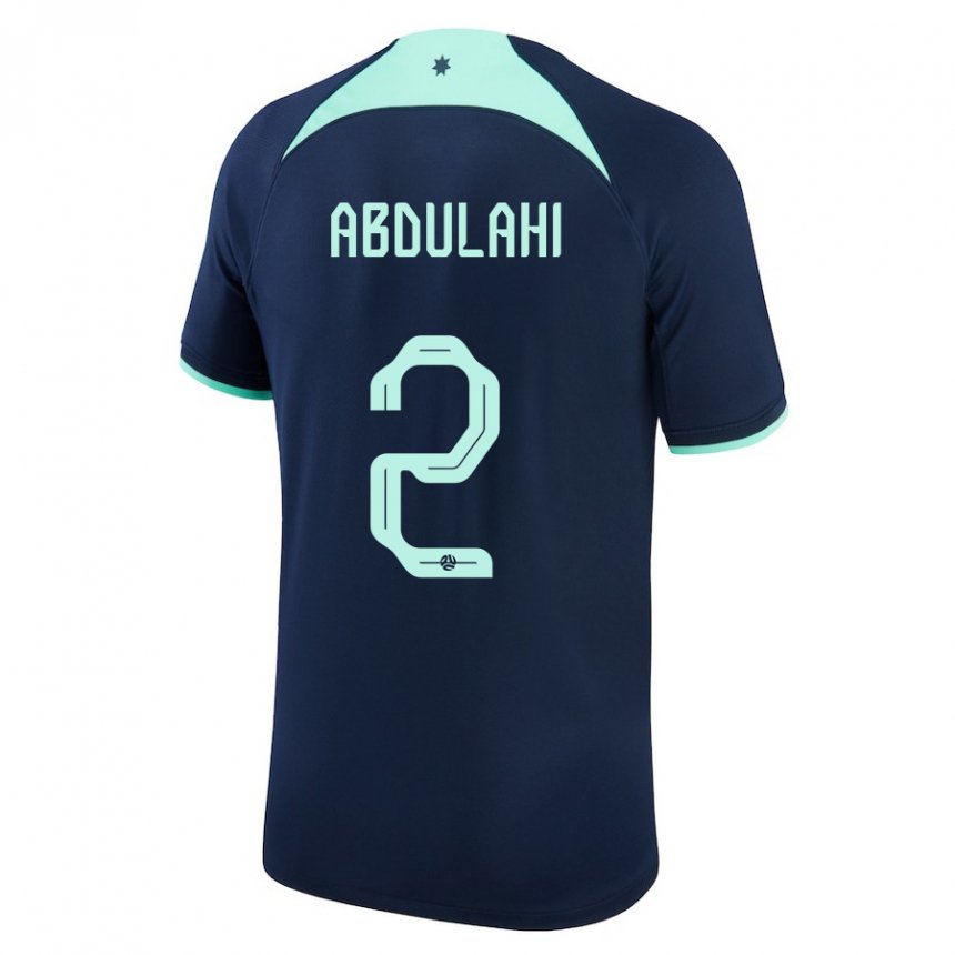 Børn Australiens Idrus Abdulahi #2 Mørkeblå Udebane Spillertrøjer 22-24 Trøje T-shirt