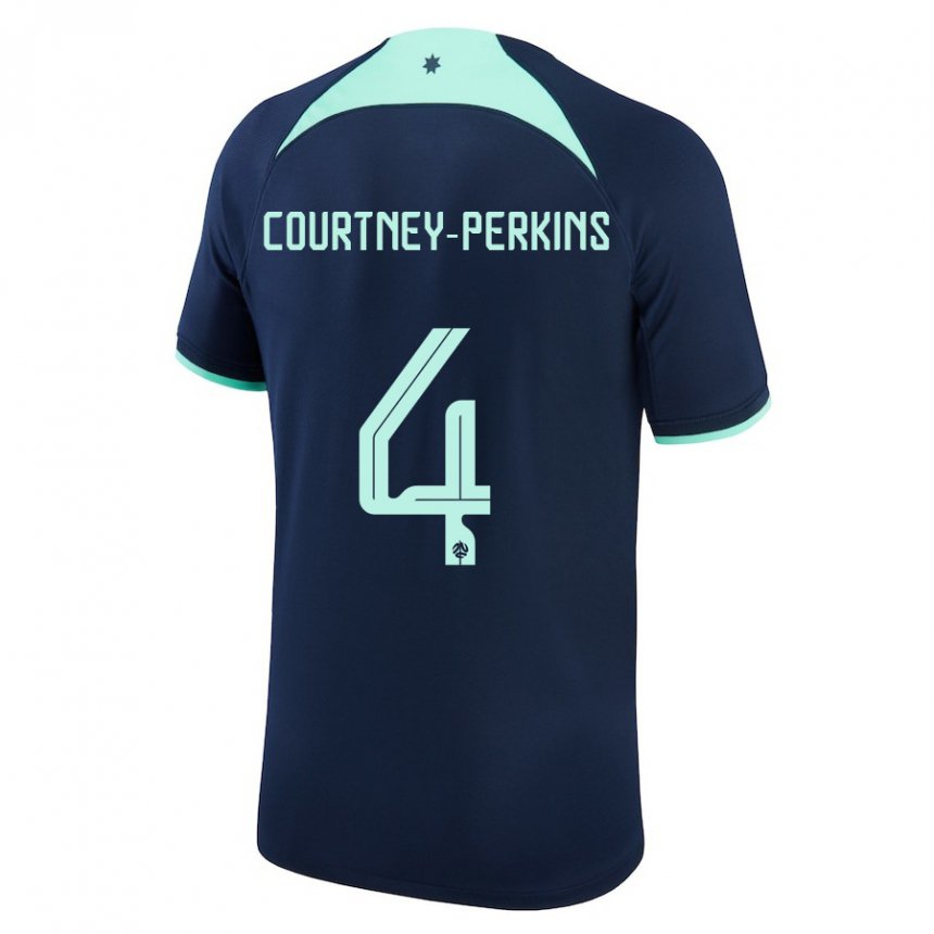Børn Australiens Jordan Courtney Perkins #4 Mørkeblå Udebane Spillertrøjer 22-24 Trøje T-shirt
