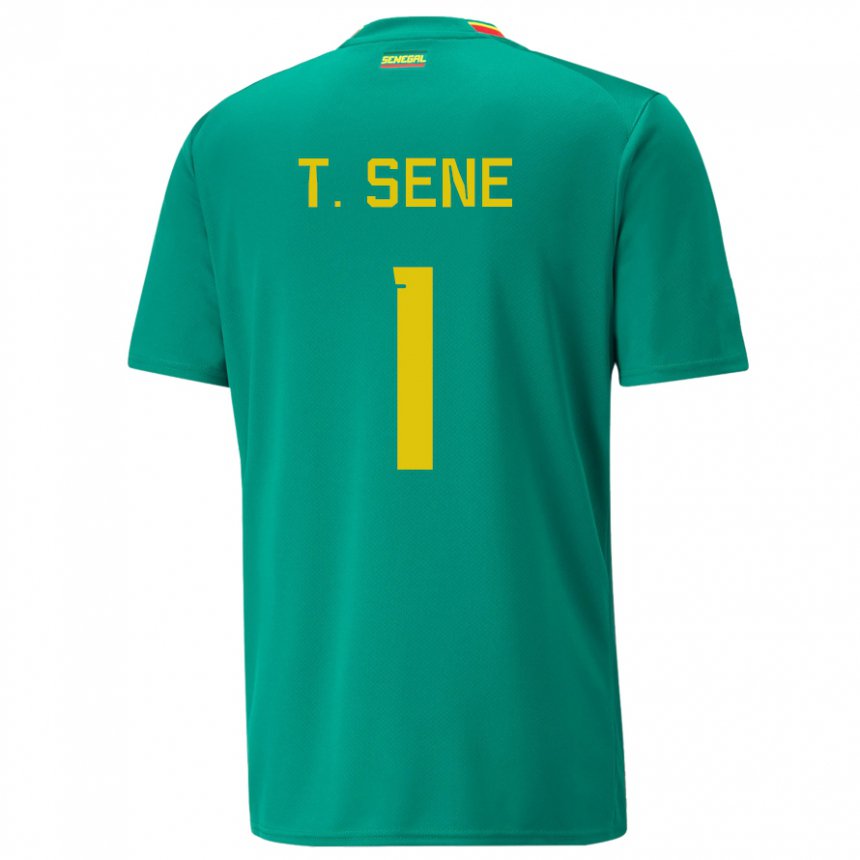 Børn Senegals Thiaba Gueye Sene #1 Grøn Udebane Spillertrøjer 22-24 Trøje T-shirt