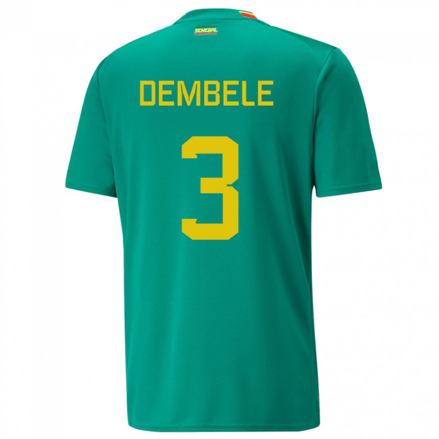 Børn Senegals Anta Dembele #3 Grøn Udebane Spillertrøjer 22-24 Trøje T-shirt