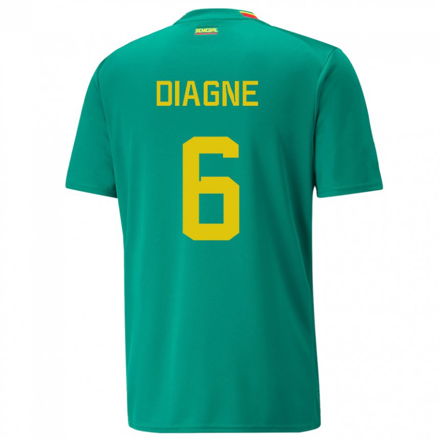 Børn Senegals Edmee Diagne #6 Grøn Udebane Spillertrøjer 22-24 Trøje T-shirt