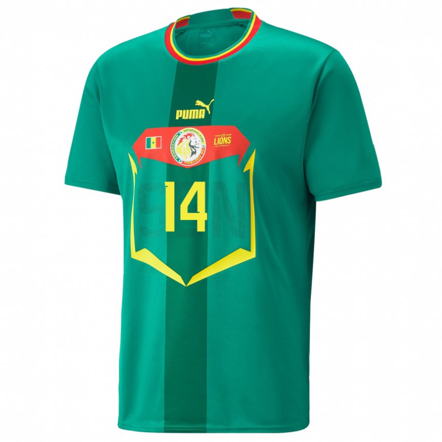 Børn Senegals Salimata Ndiaye #14 Grøn Udebane Spillertrøjer 22-24 Trøje T-shirt