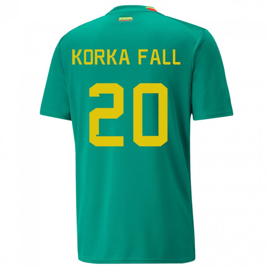 Børn Senegals Korka Fall #20 Grøn Udebane Spillertrøjer 22-24 Trøje T-shirt