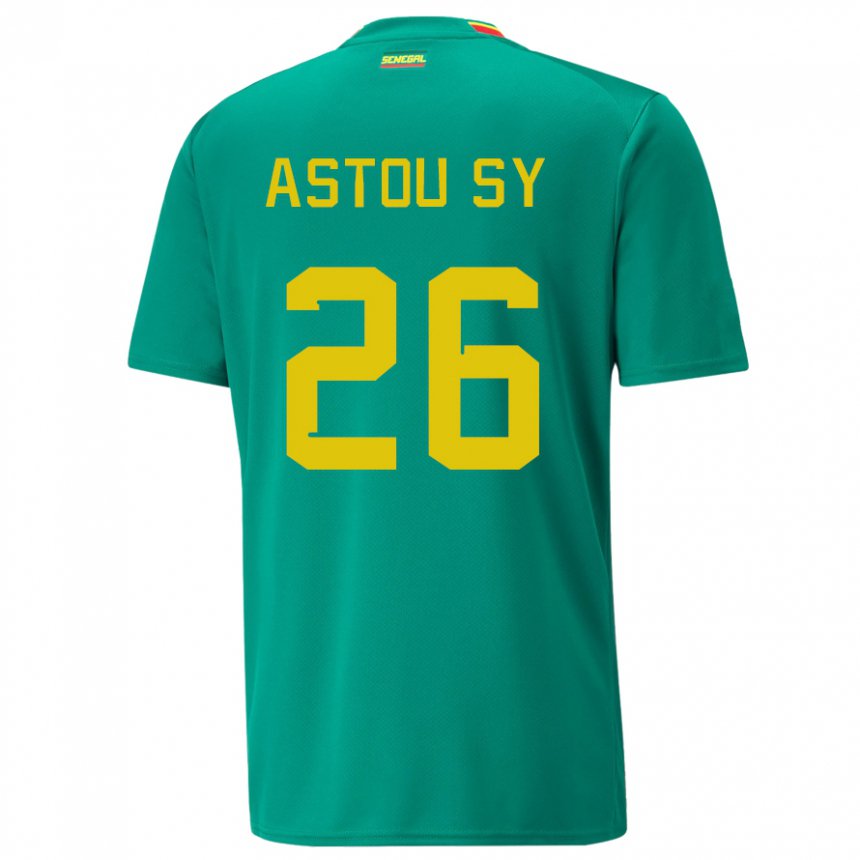 Børn Senegals Astou Sy #26 Grøn Udebane Spillertrøjer 22-24 Trøje T-shirt