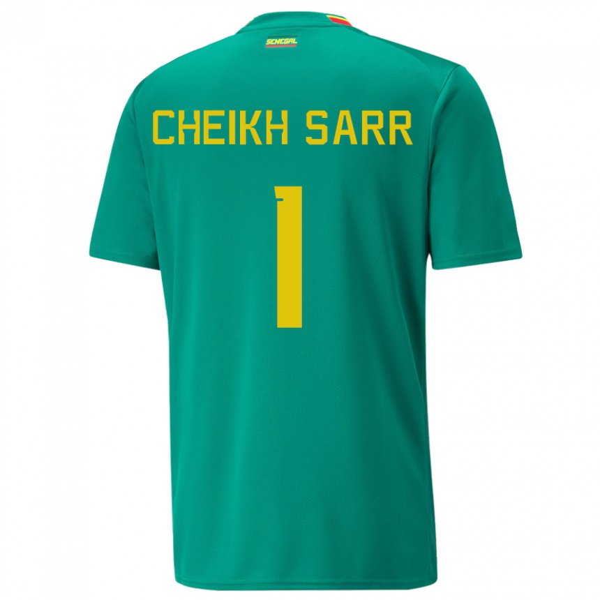 Børn Senegals Cheikh Sarr #1 Grøn Udebane Spillertrøjer 22-24 Trøje T-shirt