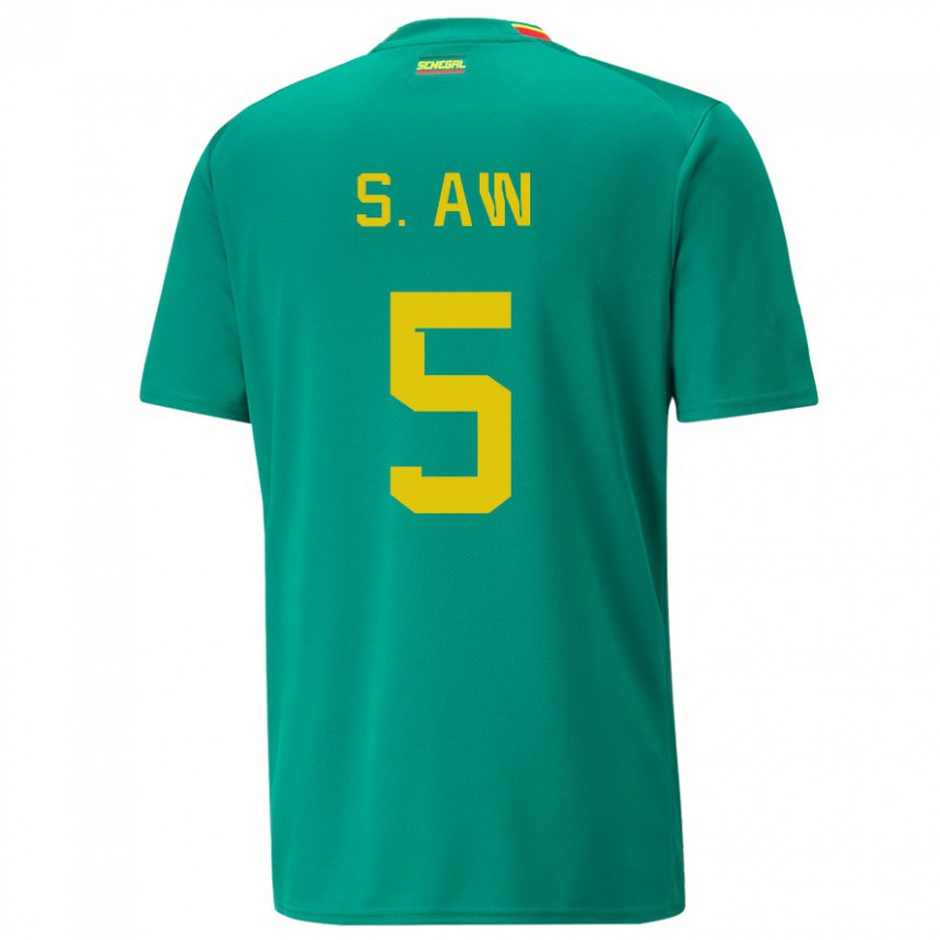 Børn Senegals Souleymane Aw #5 Grøn Udebane Spillertrøjer 22-24 Trøje T-shirt