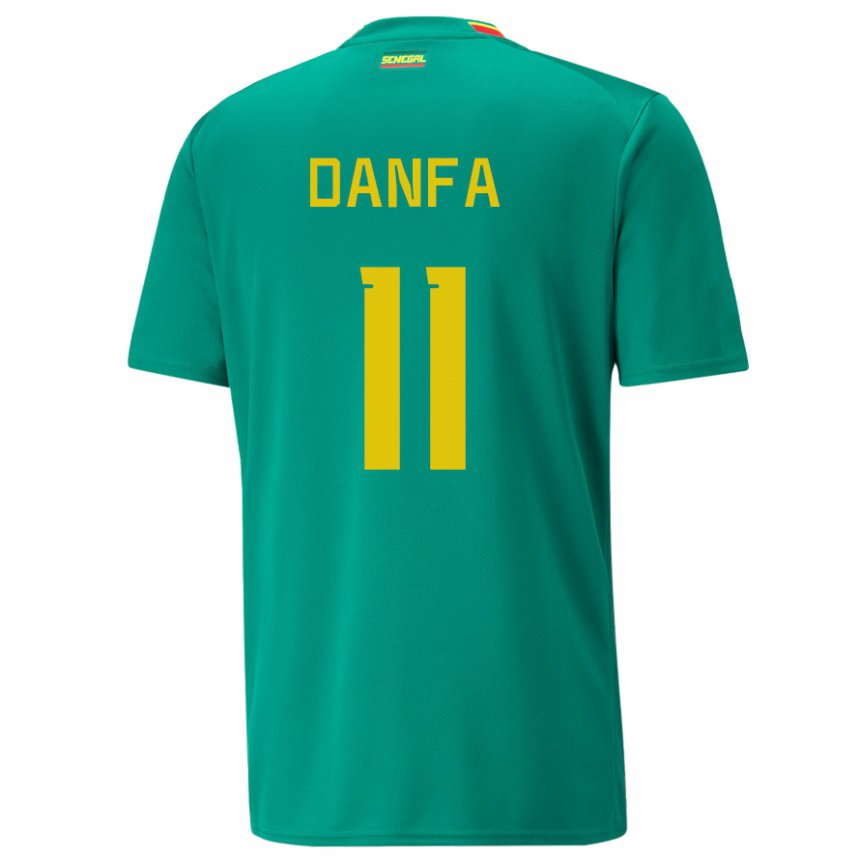 Børn Senegals Mamadou Danfa #11 Grøn Udebane Spillertrøjer 22-24 Trøje T-shirt