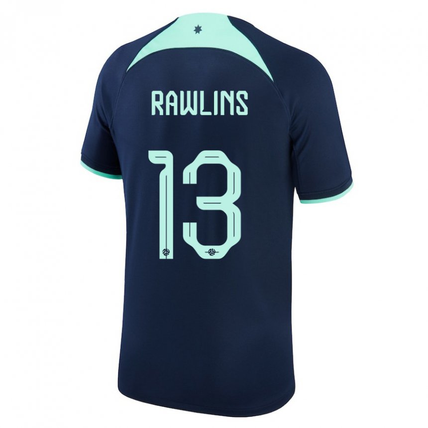 Børn Australiens Joshua Rawlins #13 Mørkeblå Udebane Spillertrøjer 22-24 Trøje T-shirt
