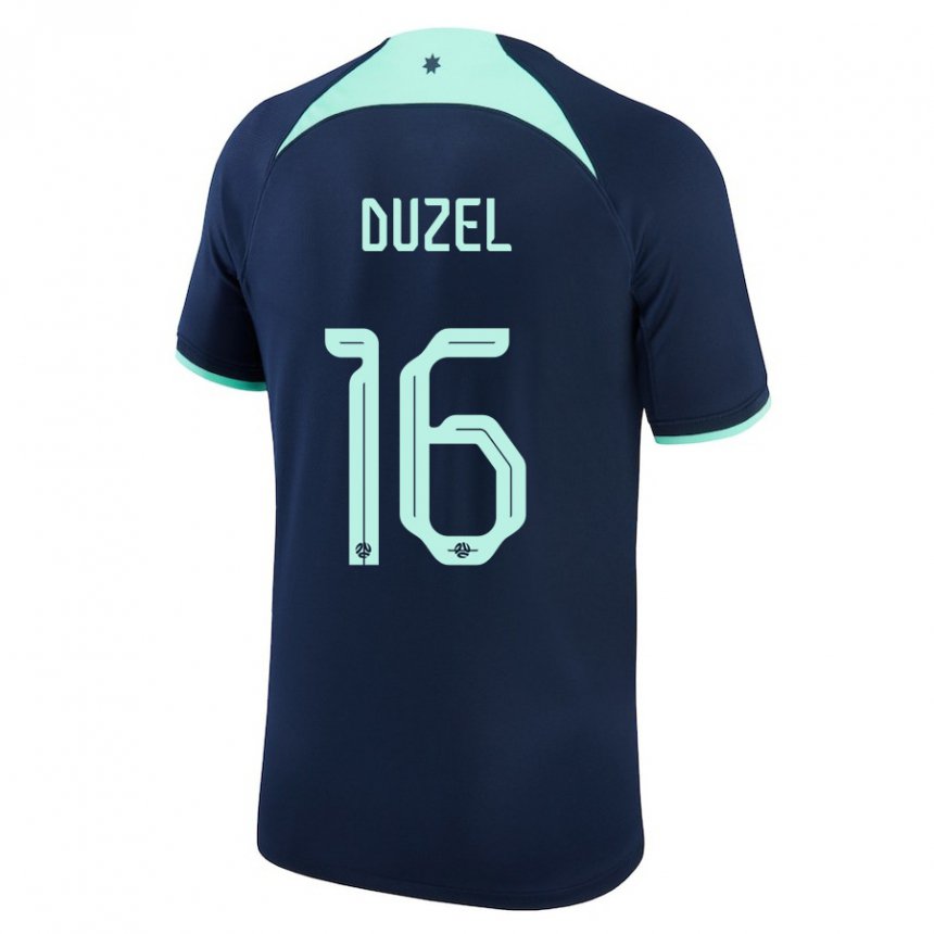 Børn Australiens Luke Duzel #16 Mørkeblå Udebane Spillertrøjer 22-24 Trøje T-shirt