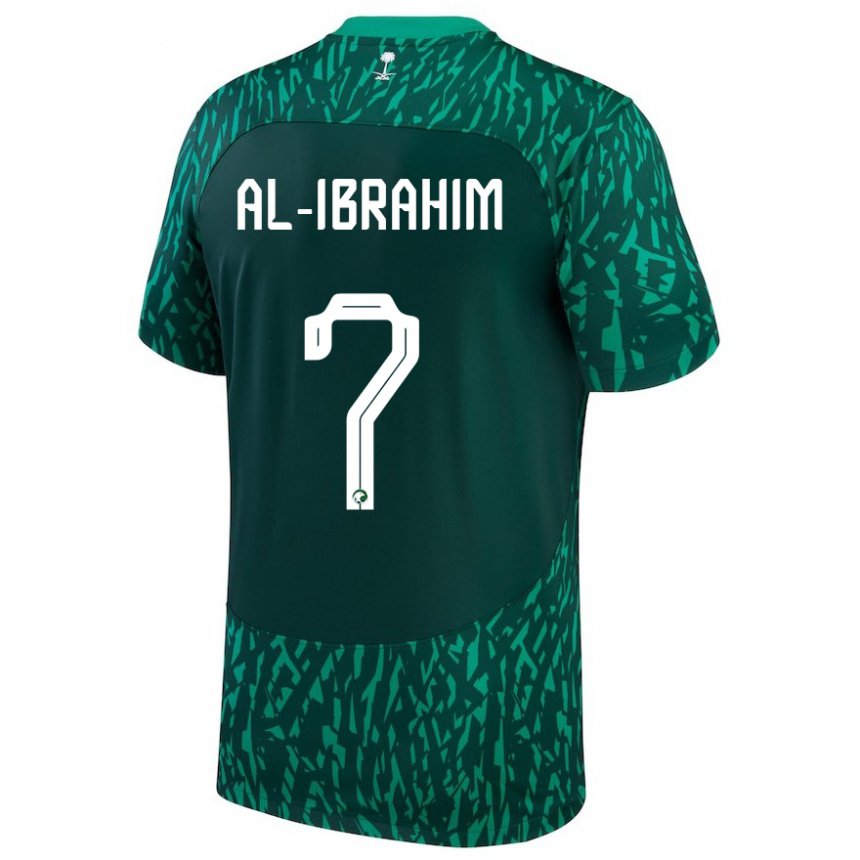 Børn Saudi-arabiens Noura Al Ibrahim #7 Dark Grøn Udebane Spillertrøjer 22-24 Trøje T-shirt