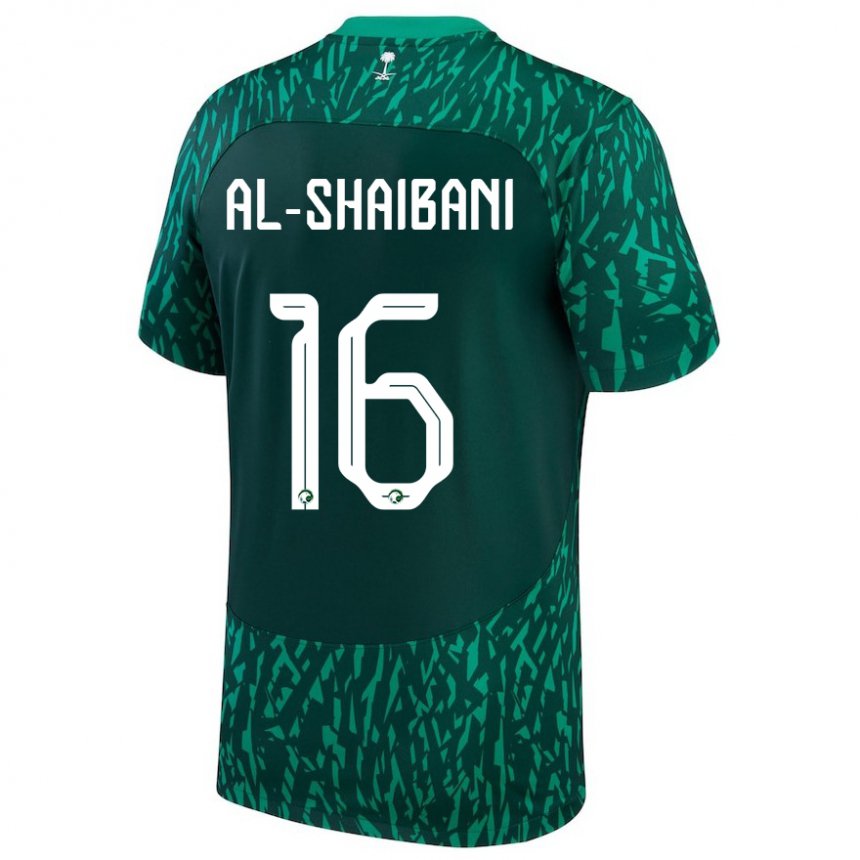Børn Saudi-arabiens Asrar Al Shaibani #16 Dark Grøn Udebane Spillertrøjer 22-24 Trøje T-shirt