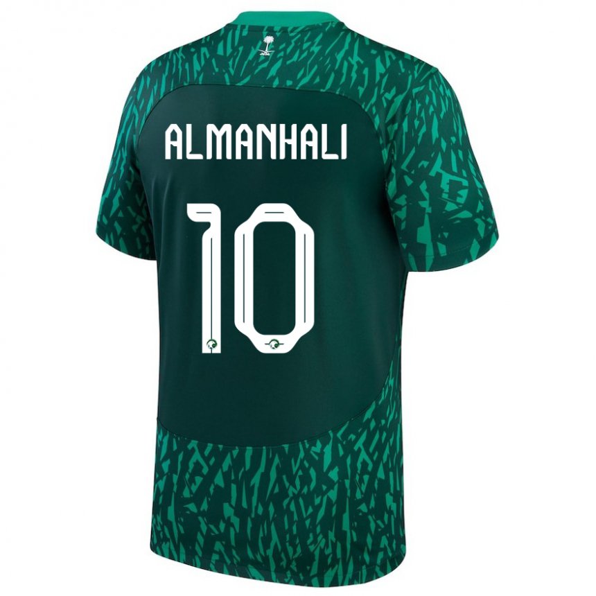 Børn Saudi-arabiens Suwailem Almanhali #10 Dark Grøn Udebane Spillertrøjer 22-24 Trøje T-shirt